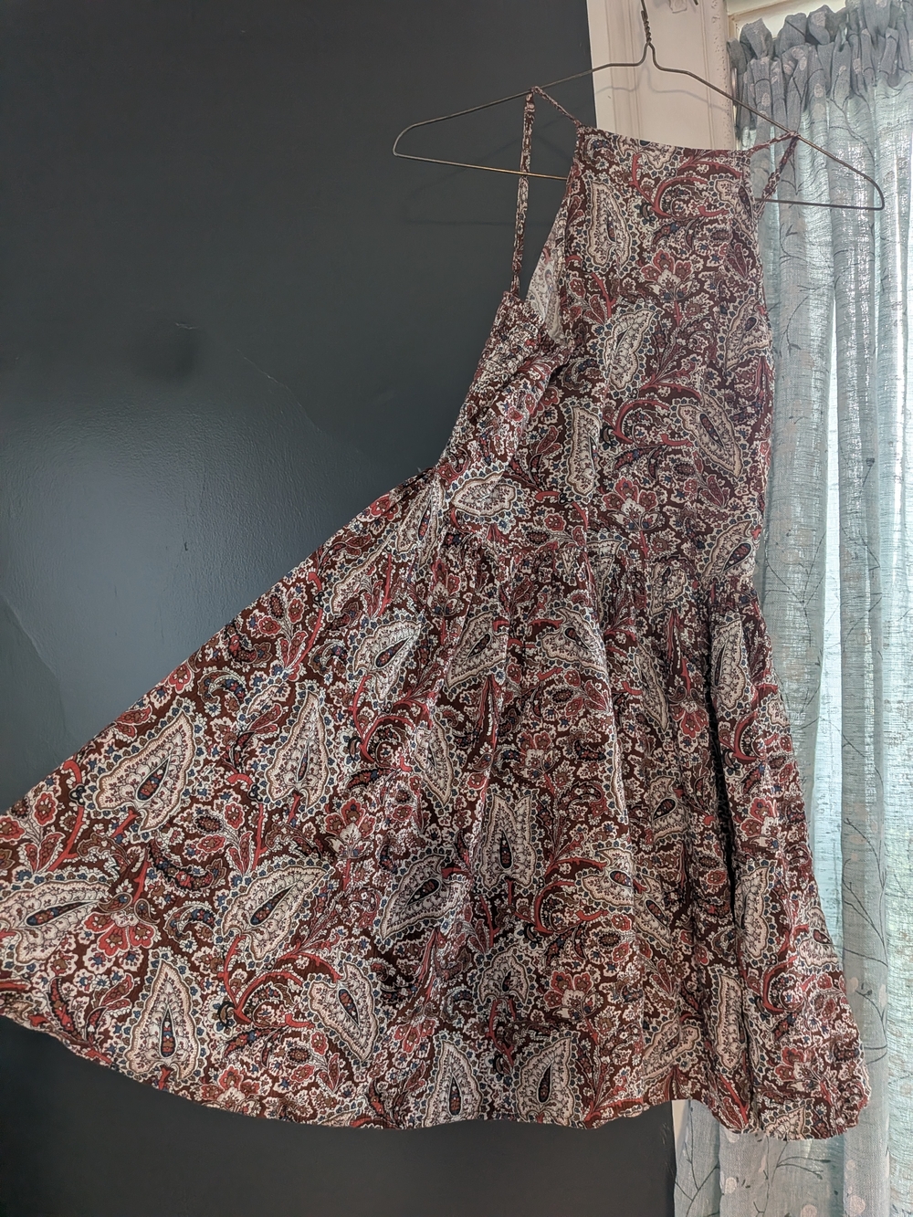 American Eagle Outfitters Paisley Dress in Burgundy and Cream